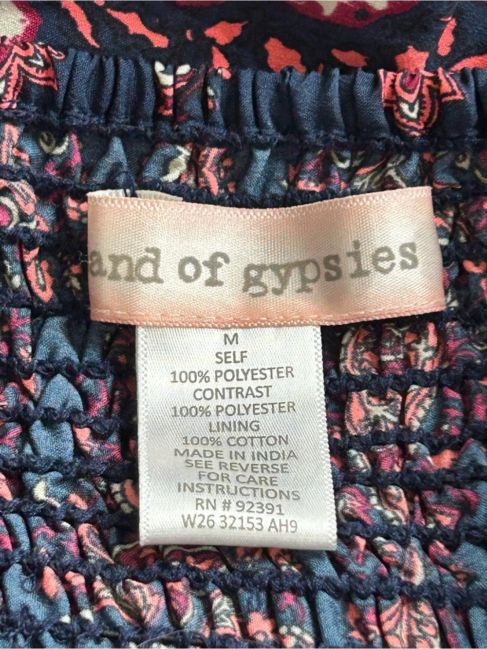 Band of Gypsies Floral Mini Dress Coastal Cowgirl Festival Boho Smocked Medium - Picture 8 of 8